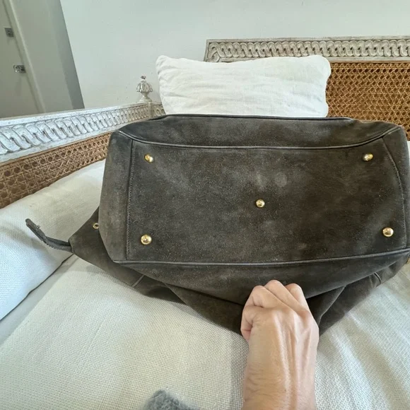 Gucci khaki velvet vintage handbag
